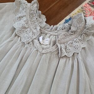 NWT - Zara Grey Lightweight Dress with Lace Trim - 3T